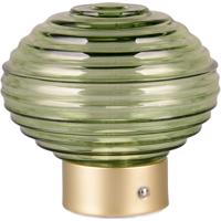 LED Tafellamp Ovaal 1.5W - Warm Wit 3000K - Mat Messing & Groen Glas