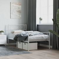 Bedframe met hoofd- en voeteneinde metaal wit 100x190 cm - thumbnail