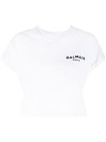 Balmain t-shirt crop à logo floqué - Blanc - thumbnail