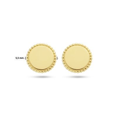 Oorknoppen Rondje-Bolletje geelgoud 5,5 mm