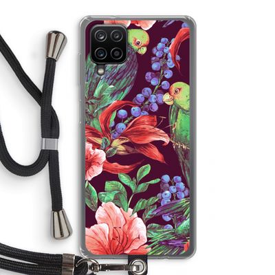 Papegaaien: Samsung Galaxy A12 Transparant Hoesje met koord