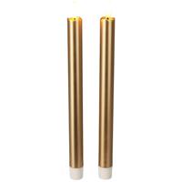 Led kaarsen/dinerkaarsen - 2x stuks - goud - 25 cm - batterij - met afstandsbediening