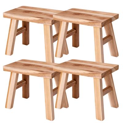 Home & Styling Krukje - 4x - teak hout - 31 x 19 x 25 cm - opstapje - krukje hout