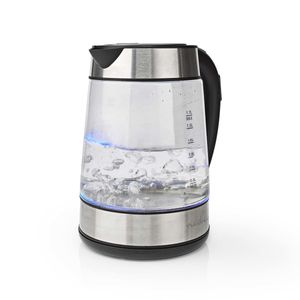 Nedis KAWK320EGS waterkoker 1,7 l 2200 W Roestvrijstaal, Transparant