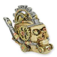 A RESIN STEAMPUNK EXHAUST SKULL