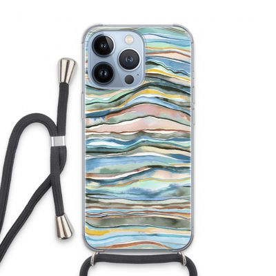 Watercolor Agate: iPhone 13 Pro Transparant Hoesje met koord