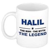 Naam cadeau mok/ beker Halil The man, The myth the legend 300 ml   - - thumbnail