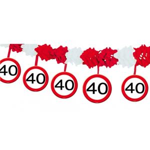 Slinger 40 jaar verjaardag - 2x stuks - 4 meter - stopborden - papier/karton - feestslingers