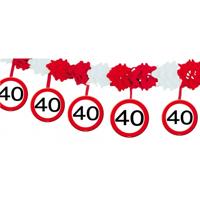 Slinger 40 jaar verjaardag - 2x stuks - 4 meter - stopborden - papier/karton - feestslingers