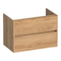 Brauer Adore Wavy - Onderkast - 80 cm - met 2 Softclose Lades Greeploos en 1 Sifon Uitsparing - Forest Tan