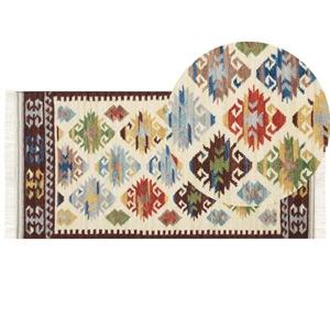 Beliani - AKNALICH - Kelim vloerkleed - Multicolor - 80 x 150 cm - Wol