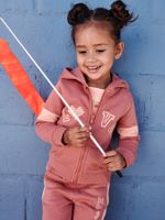 Sportsweater met rits en capuchon voor meisjes met grafische details terracotta - thumbnail