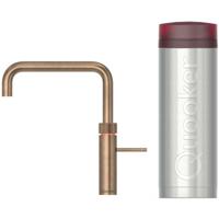Quooker Fusion Square Keukenkraan Set - Kokend Warm- en Koud Water - Messing Patina - Inclusief PRO3 Reservoir