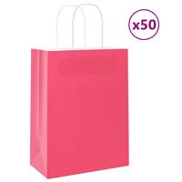 VidaXL Papieren zakjes 50 st met hengsels 21x11x28 cm roze