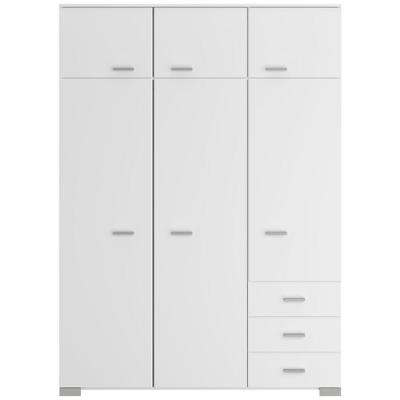 Leen Bakker - Kledingkast Timo 6-deurs - 203x146x55 Cm - Spaanplaat - Wit