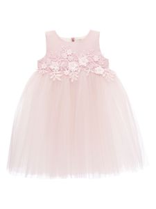 Tulleen robe en tulle à fleurs appliquées - Rose