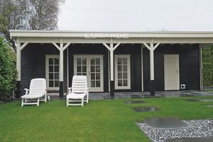 Lugarde Blokhut B56 950x500 cm - 44 mm- Plat dak- Hout- Lugarde