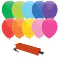 100x gekleurde party ballonnen 27 cm inclusief pomp - Ballonnen - thumbnail