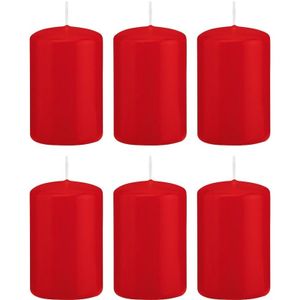 6x Kaarsen rood 5 x 8 cm 18 branduren sfeerkaarsen   -