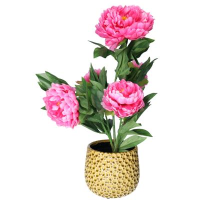 Plantenpot/bloempot Pebblo - keramiek/geglazuurd?- geel - druppels - D17 x H15 cm Plantenpot/bloempot Pebblo - keramiek/geglazuurd?- geel - druppels - D17 x H15 cm