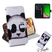 Panda patroon gekleurde tekening horizontale Flip lederen draagtas voor Motorola Moto G7 spelen met houder & kaartsleuven & portemonnee
