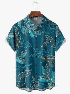 Leaf Chest Pocket Short Sleeve Hawaiian Shirt