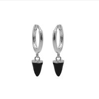 Karma Oorringen Hinged Hoops Emaille Cone Zwart Zilver