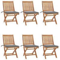 Tuinstoelen 6 st inklapbaar met kussens massief teakhout