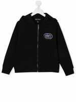 Emporio Armani Kids hoodie zippé à patch logo - Noir