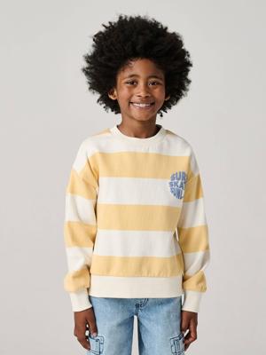 Gestreept sweater voor jongens met geplaatst motief geel, gestreept