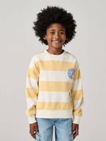 Gestreept sweater voor jongens met geplaatst motief geel, gestreept