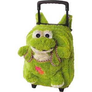 Rugzaktrolley kinderkoffer - pluche kikker knuffel - kunststof/polyester - 35 x 25 x 13 cm