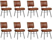 Set van 8 Cognac leren industriële design eetkamerstoelen Solid - Granada leer Savannah (cognac leer)