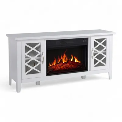 ArtiFlame Odessa wit tv-meubel met elektrische haard - keuze uit 23" inzethaarden - 1,8 kW verwarming, thermostaat, afstandsbediening