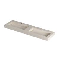 INK Pitch Wastafel keramische slab bak dubbel met drain en front en side skirts 2 kraangaten 160x45x9 Travertin mat