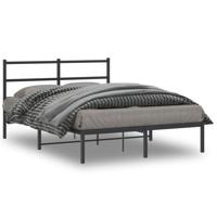 Bedframe met hoofdbord metaal zwart 135x190 cm