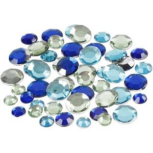 360x Hobby materiaal ronde glitter steentjes blauw mix   -