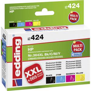 Edding Inktcartridge vervangt HP 364XL, N9J74AE, CN684AE, CB323EE, CB324EE, CB325EE Compatibel Combipack Zwart, Cyaan, Magenta, Geel EDD-424 EDD-424
