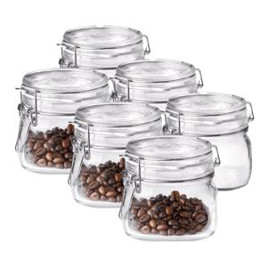 Voorraad/weckpot - 6x - transparant - glas - 10,5 x 10 cm - 500 ml - Bormioli Rocco