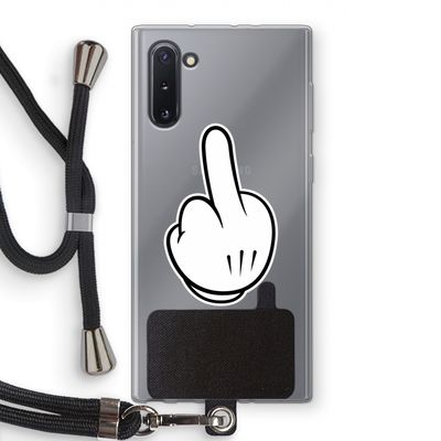 Middle finger white: Samsung Galaxy Note 10 Transparant Hoesje met koord