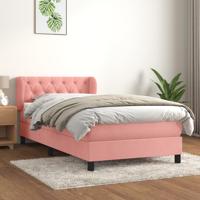 Boxspring met matras fluweel roze 80x200 cm