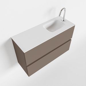 Toiletmeubel Mondiaz Ada | 80 cm | Meubelkleur Smoke | Lex wastafel Talc Rechts | 1 kraangat