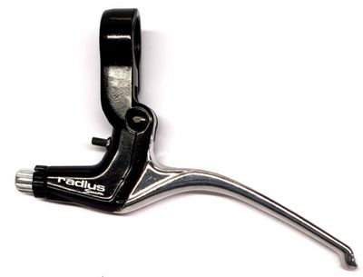 Radius remgreep rollerbrake links 4 vinger alu zilver/zwart Radius remgreep rollerbrake links 4 vinger alu zilver/zwart