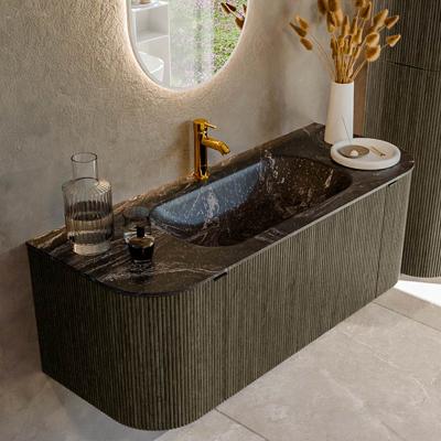 Badmeubel Mondiaz Kurve-Dlux | 120 cm cm | Meubelkleur Shadow | Wastafelkleur Lava | Solid surface | Wasbak midden spoelbak | 1 kraangat