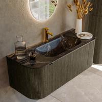 Badmeubel Mondiaz Kurve-Dlux | 120 cm cm | Meubelkleur Shadow | Wastafelkleur Lava | Solid surface | Wasbak midden spoelbak | 1 kraangat