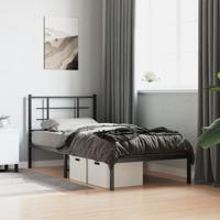 Bedframe met hoofdbord metaal zwart 90x190 cm - thumbnail