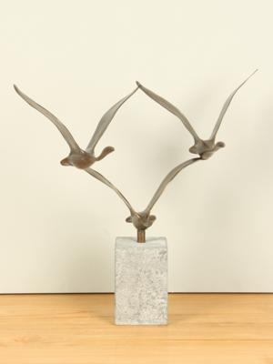 3 bronzen zwanen