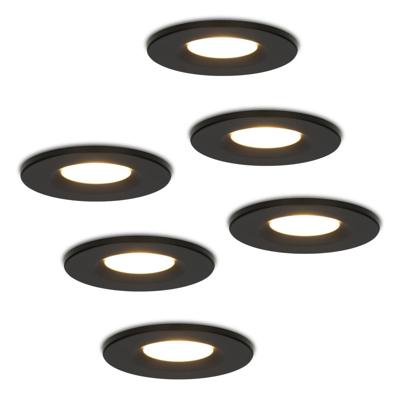 Set van 6 Venezia LED inbouwspots - 6 Watt 650 lumen - 2700K warm wit - Dimbaar - Rond - IP65 waterdicht - Zwart - Voor binnen, buiten en badkamer Set van 6 Venezia LED inbouwspots - 6 Watt 650 lumen - 2700K warm wit - Dimbaar - Rond - IP65 waterdicht - Zwart - Voor binnen, buiten en badkamer