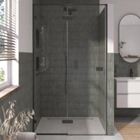Saqu Parro Douchedeur 120x210 cm Mat Zwart Helder Glas