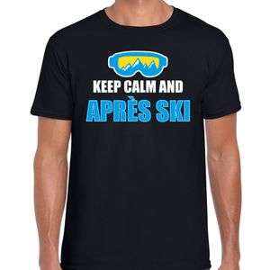 Apres-ski t-shirt wintersport Keep calm zwart voor heren